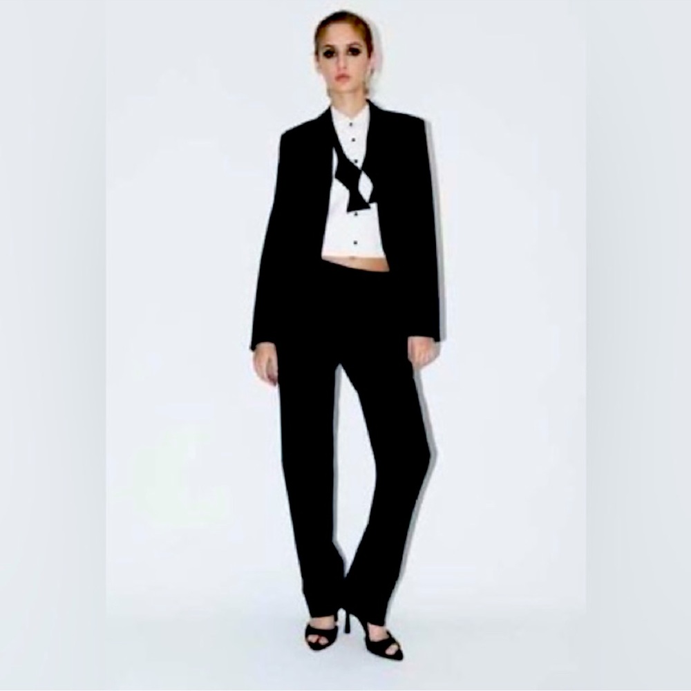 ZARA Wool Blend Tuxedo Jacket / Tuxedo Stripe Pants 2 pc. Suit Sz Small BNWT